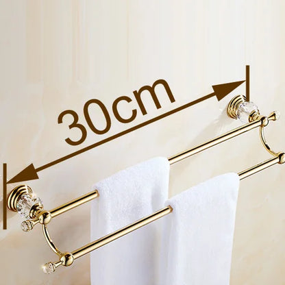 DecorBites™ Crystal Gold Double Towel Bar for Bathroom, 60cm Length