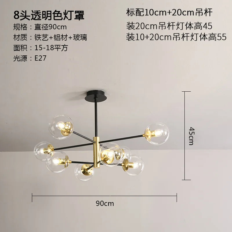 DecorBites™ Glass Ball LED Chandelier - Modern Indoor Lighting Fixtures for Living Room & Bedroom