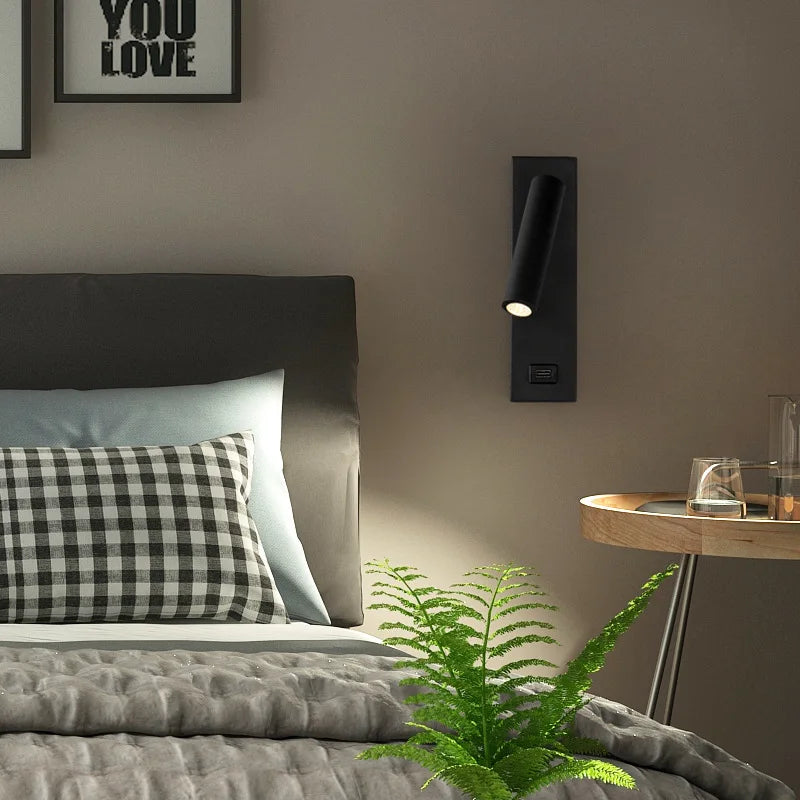 DecorBites™ LED Wall Light Switch Bedroom Indoor USB Night Reading Sconce Luminaria