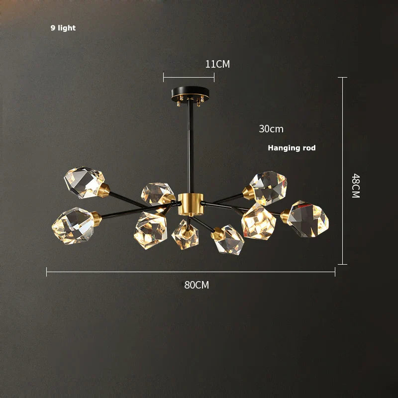 DecorBites™ Crystal Copper Black LED Chandelier for Dinning Room