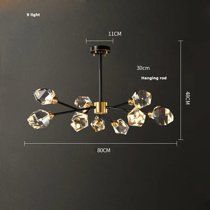 DecorBites™ Crystal Copper Chandelier Lighting for Dinning Room