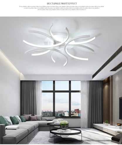 Led Chandelier Lights White Modern Ceiling Lamp Bedroom Circle Attic Living Dining Room Kitchen Interior Light Fixture