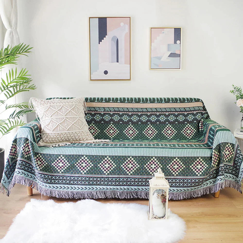 Nordic Plaid Knitted Blanket