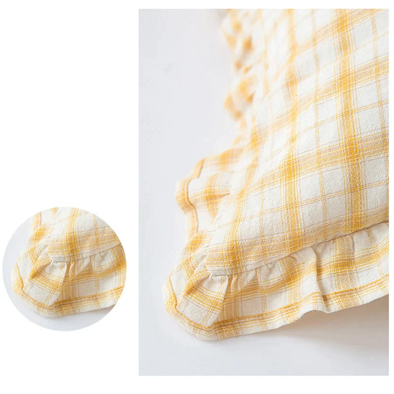 DecorBites™ Cotton Coffee Black Yellow Green Cushion Cover 45x45cm Fringed Skirt Home Decor