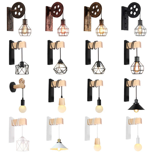DecorBites™ Industrial Pulley Wall Light - Retro Loft Sconce Fixture for Home, Cafe, Bar