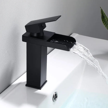 DecorBites™ Gold Waterfall Basin Faucet: Brass Bathroom Mixer Tap, Hot Cold Sink Faucet