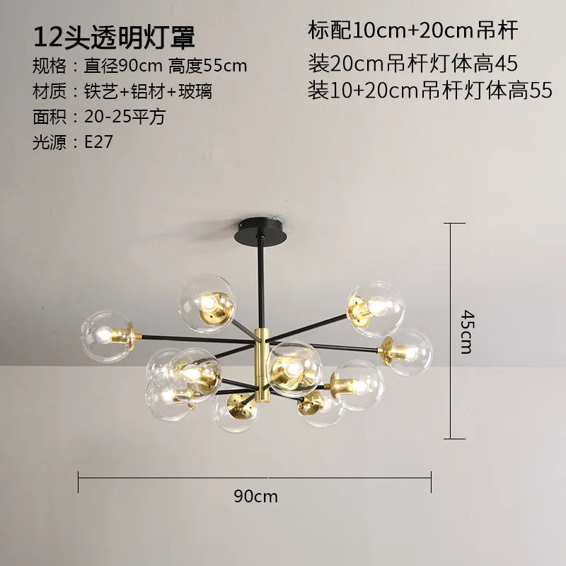 DecorBites™ Glass Ball LED Chandelier - Modern Indoor Lighting Fixtures for Living Room & Bedroom