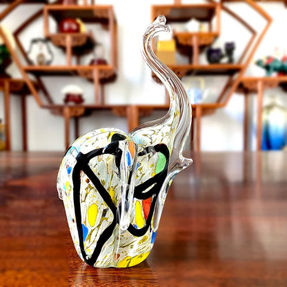 DecorBites™ Crystal Glass Elephant Sculpture Figurine Handmade Craft Home Decor Gift