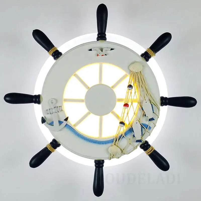 Blue Ship Rudder Wall Light