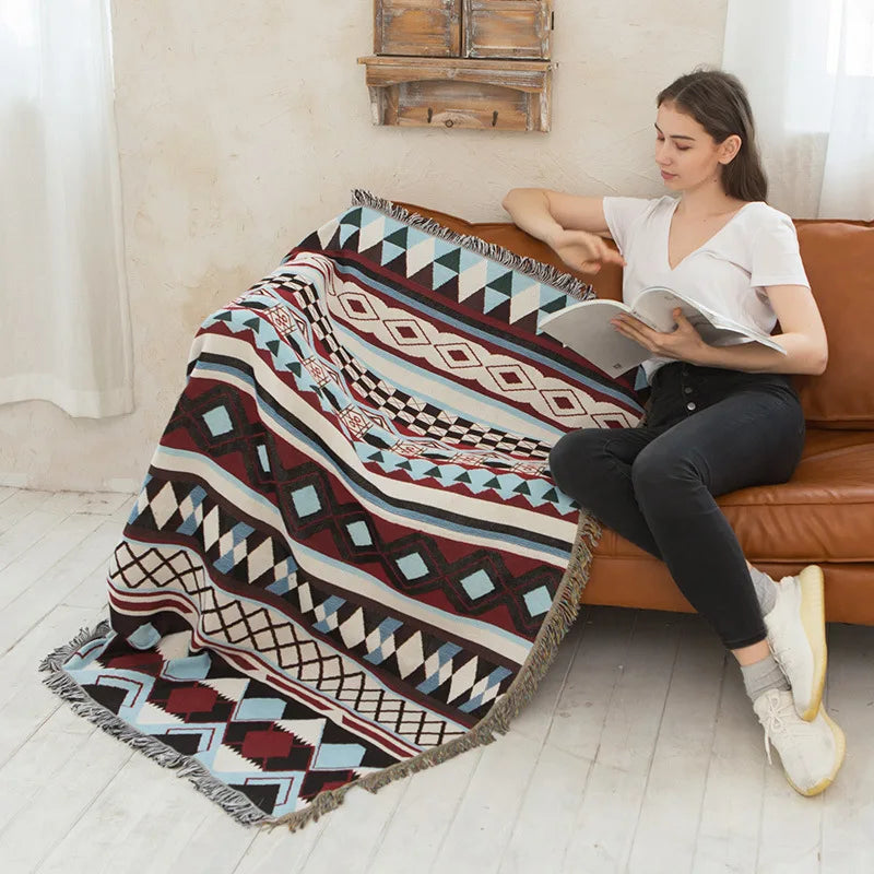 Nordic Plaid Knitted Blanket