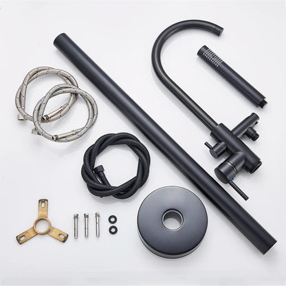 DecorBites™ Black Dual Handle Freestanding Bathtub Faucet Set Floor Standing Bath Mixer Tap