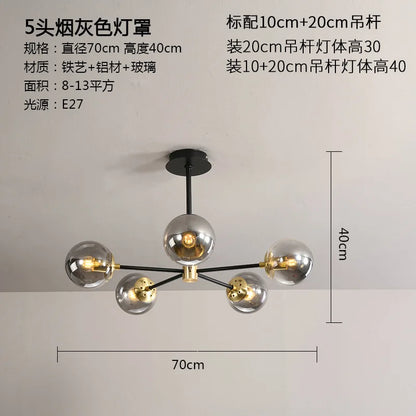 DecorBites™ Glass Ball LED Chandelier - Modern Indoor Lighting Fixtures for Living Room & Bedroom
