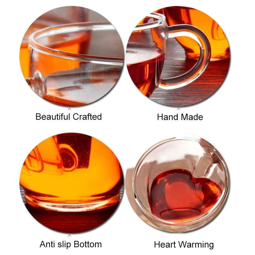 Glass Heart Couple Mugs