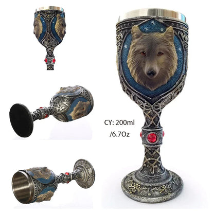 DecorBites™ Dragon Skull Goblet: Gothic Resin Stainless Steel Wine Glass for Cocktail Bar Party