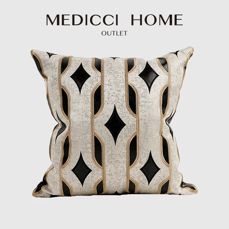 Leather Embroidery Cushion Cover