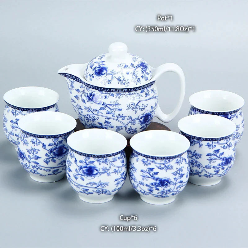 DecorBites™ Dragon Teapot Tea Set, Porcelain Kung Fu Teaware for Puer Oolong Ceremony