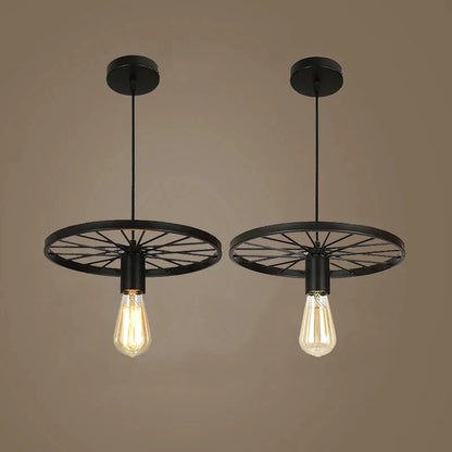 DecorBites™ Iron Wheel Chandelier | Retro Loft Industrial Pendant Light for Dining Room