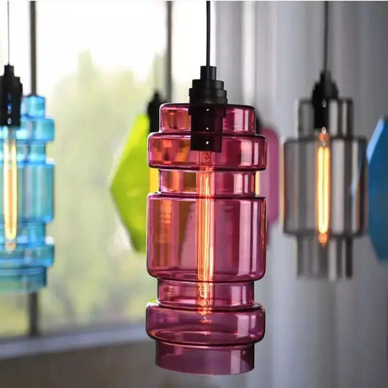 DecorBites™ Geometric Glass Pendant Light Collection: Modern Crystalline Pendant Series