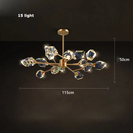 DecorBites™ Crystal Copper Round Chandelier: Elegant LED Suspension Lamp for Dinning Room