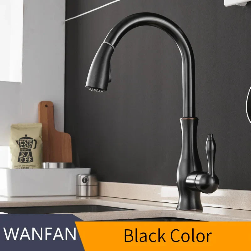Gold Pull-Out Kitchen Faucet With Smooth Operation