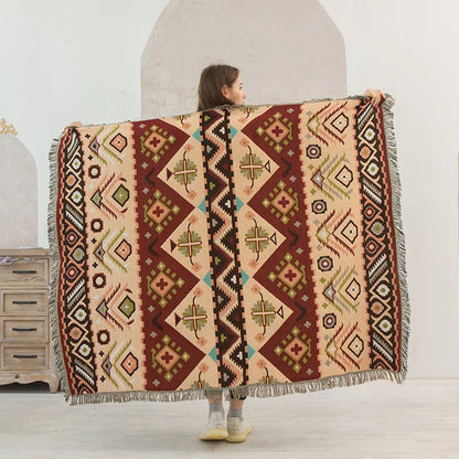 DecorBites™ Knitted Nordic Plaid Blanket - Cozy Home Decor and Sofa Cover