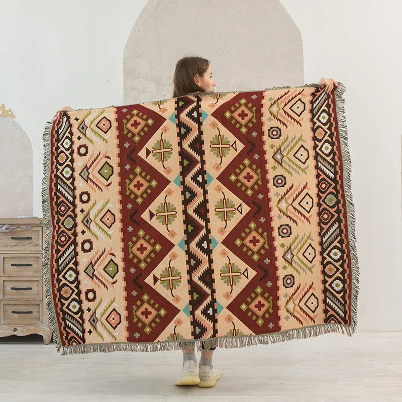 Nordic Plaid Knitted Blanket