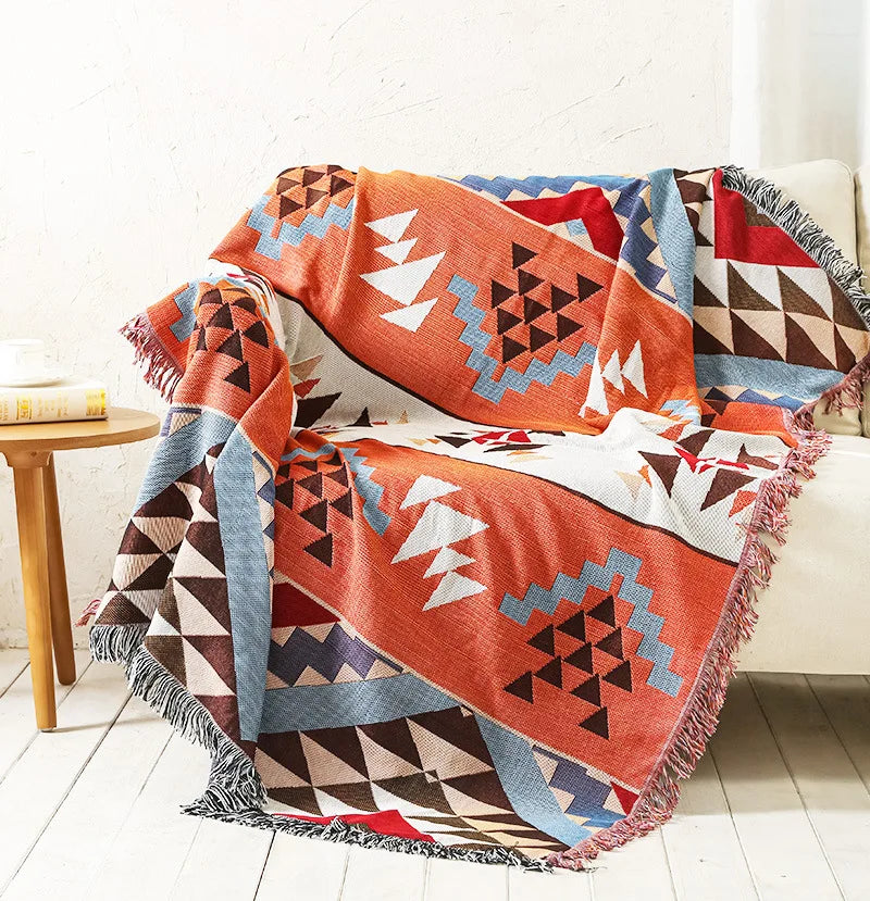 Nordic Plaid Knitted Blanket