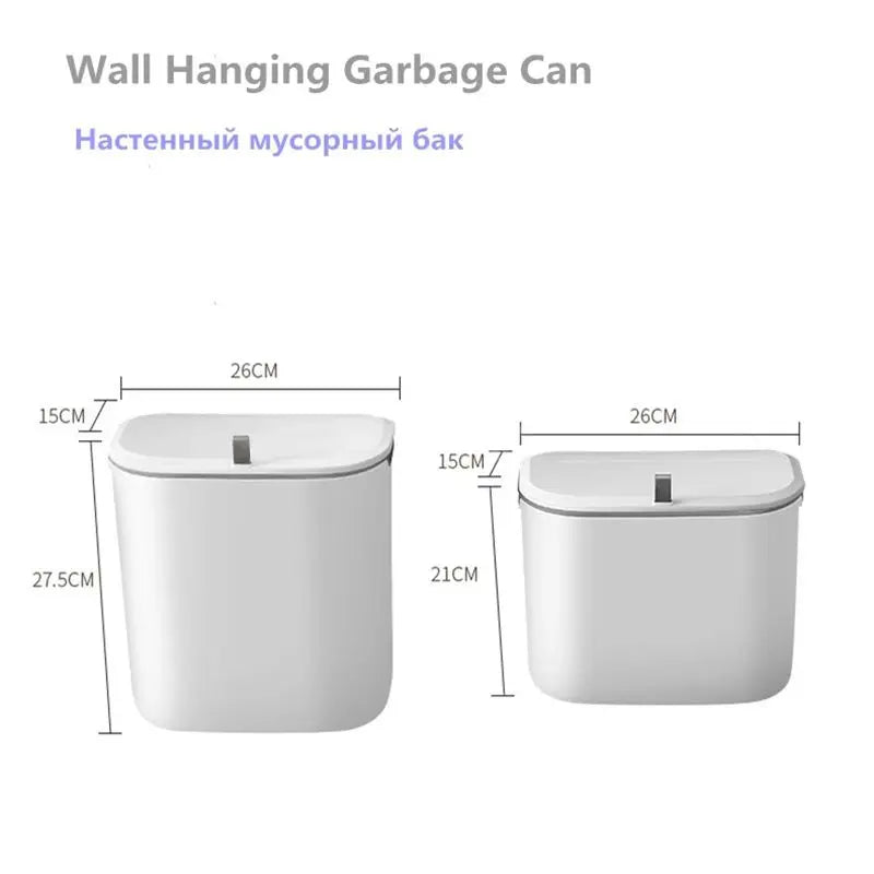 DecorBites™ Kitchen Wall-Mounted Waste Bin with Lid - Cabinet Door Hanging Garbage Can