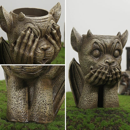 DecorBites™ Gargoyle Resin Vase Sculpture: Unique Home & Garden Decor Accessory