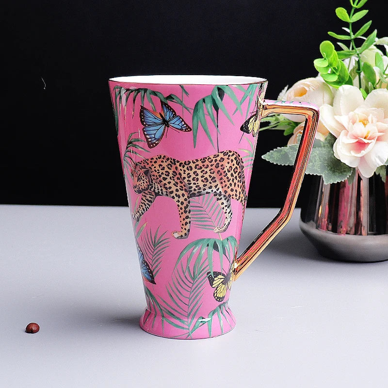 DecorBites™ Jungle Animals Bone China Coffee Mug Set for Tea Lovers and Office Use