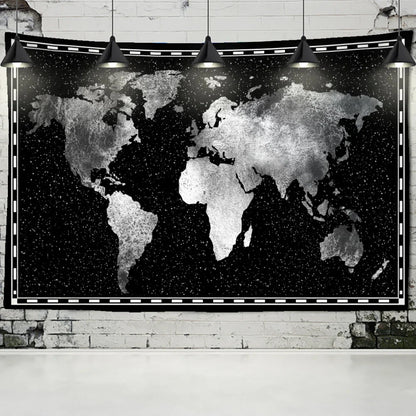 DecorBites™ Geometric World Map Tapestry Wall Hanging: 3D Print Decor Yoga Mat Sleeping Pad