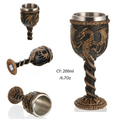 DecorBites™ Dragon King Goblet 200ml: Retro Stainless Steel Wine Glass Gothic Whiskey Cup