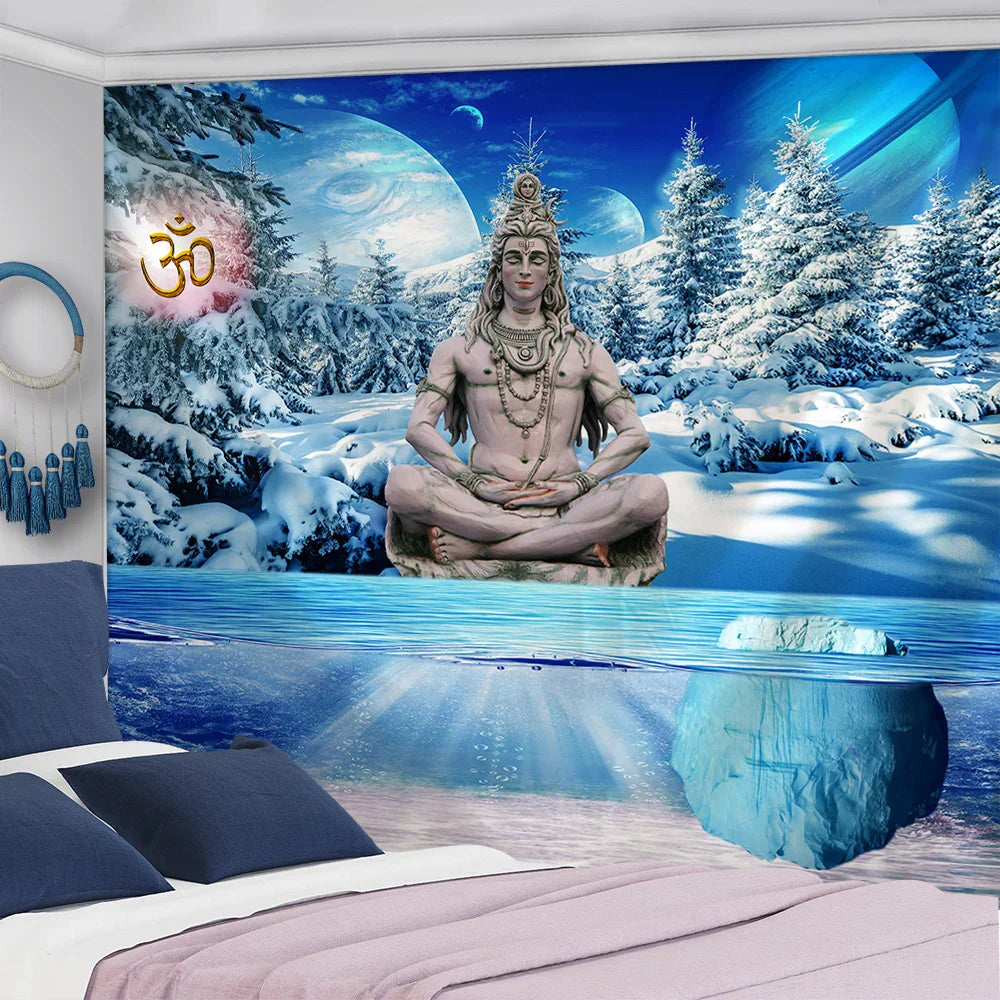 DecorBites™ Buddhism Wall Hanging Tapestry Blanket Rug for Beach, Picnic, Camping