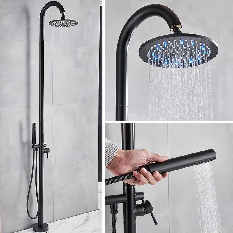 DecorBites™ LED Black Outdoor Shower Set with 10" Rainfall Head