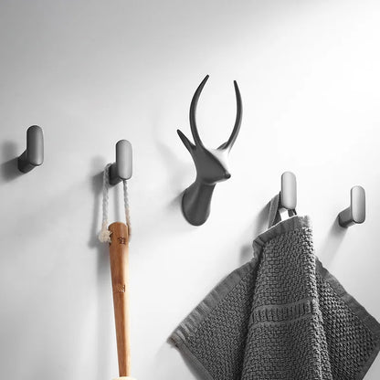 DecorBites™ Gun Grey Robe Hooks: Wall Mount Towel Hanger for Bathroom, Clothes, Hat, Coat