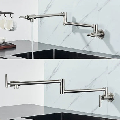 DecorBites™ Double Joint Spout Brass Kitchen Faucet, Single Hole Two Handle Swing Arm