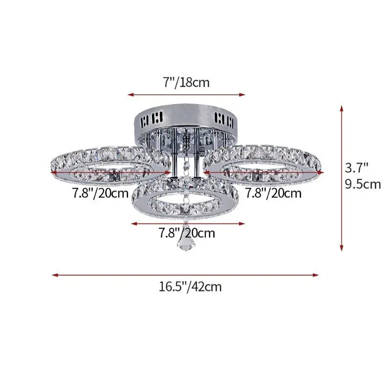 DecorBites™ Crystal Ceiling Chandelier: Modern K9 LED Smart Ring Light Fixture for Dining & Living Room
