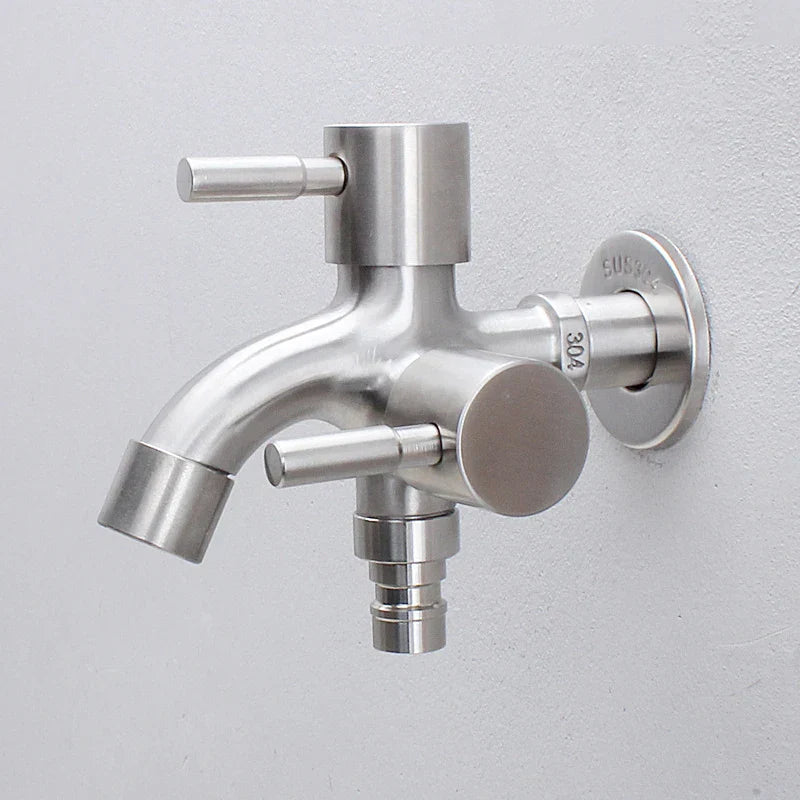 DecorBites™ Dual-Outlet Stainless Steel Faucet for Outdoor Garden Sink and Washing Machine