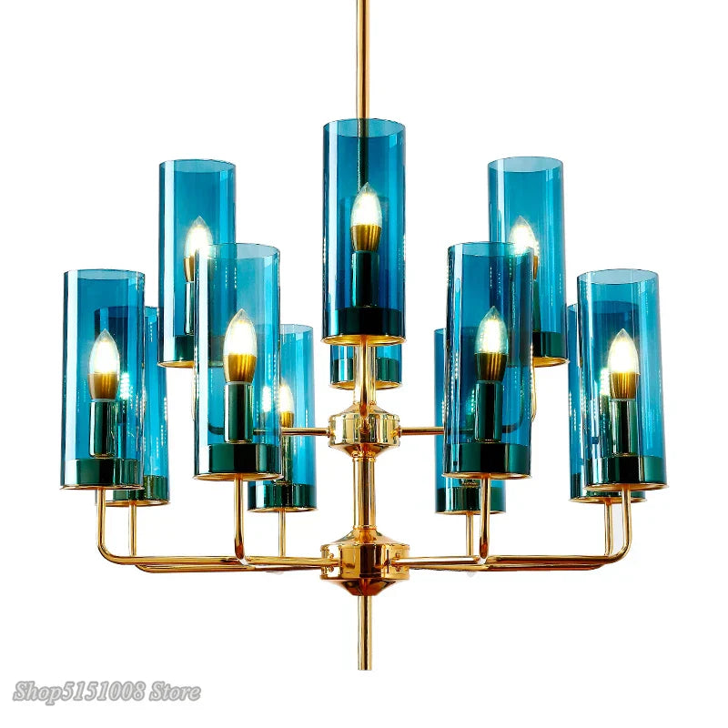 DecorBites™ Glass Chandelier: Luxury Nordic LED Hanging Lamp for Living Room, Dining Room, Bedroom