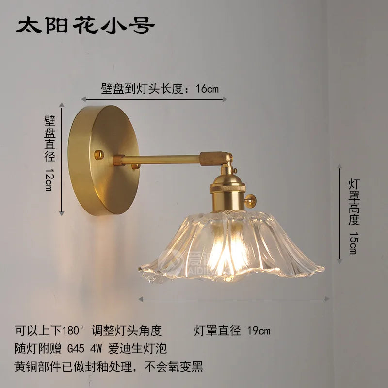 Copper Glass LED Sconce Japanese Style Stairway