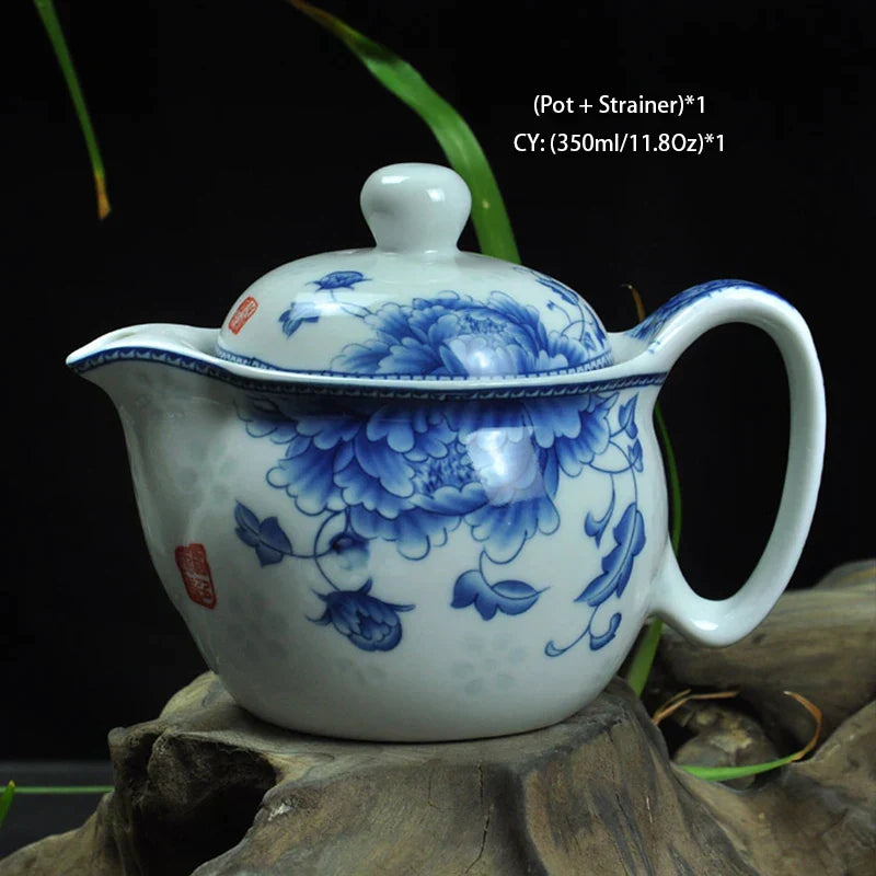 DecorBites™ Dragon Teapot Tea Set, Porcelain Kung Fu Teaware for Puer Oolong Ceremony