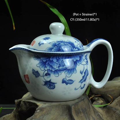 DecorBites™ Dragon Teapot Tea Set, Porcelain Kung Fu Teaware for Puer Oolong Ceremony
