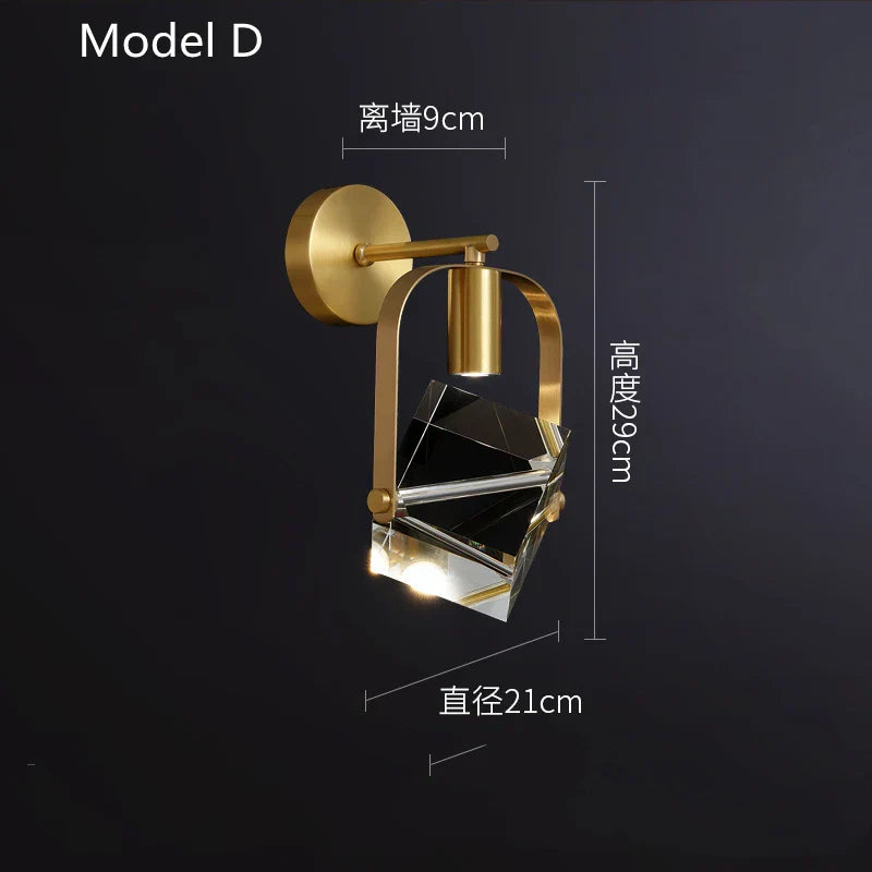 DecorBites™ Crystal LED Wall Sconce Copper Light Fixture for Modern Luxury Home Decor