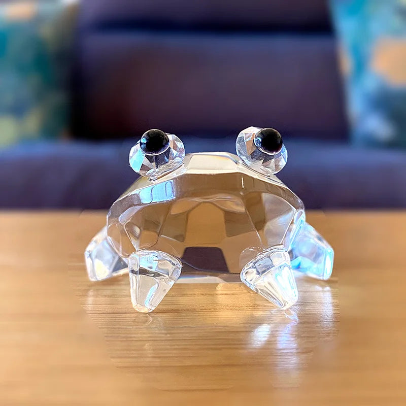 Crystal Frog Paperweight Sculpture