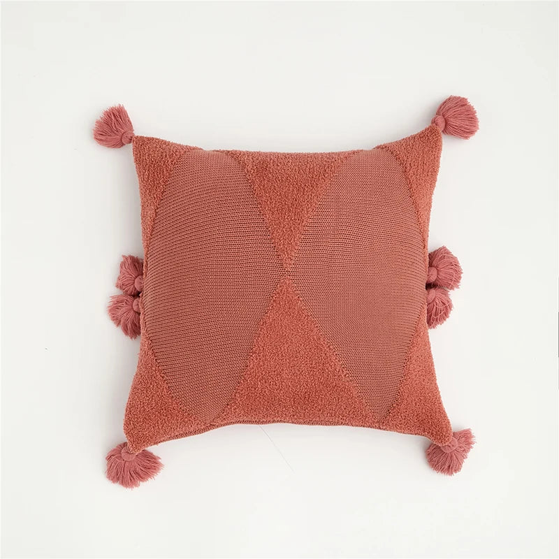 Tassel Knit Cushion Cover Mustard 45x45cm