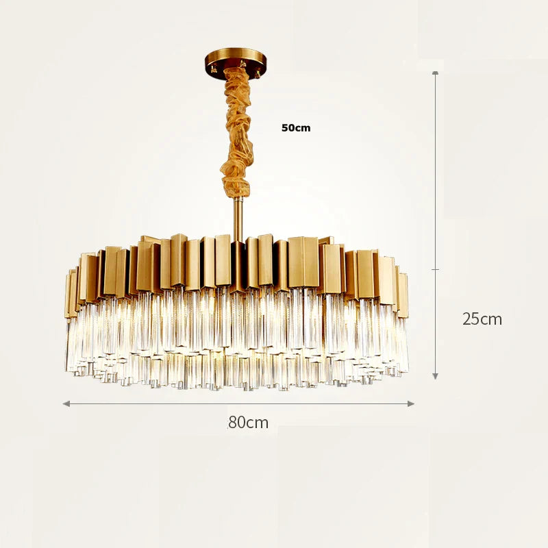 DecorBites™ Golden Stainless Steel Crystal Chandelier for Elegant Foyer Lighting