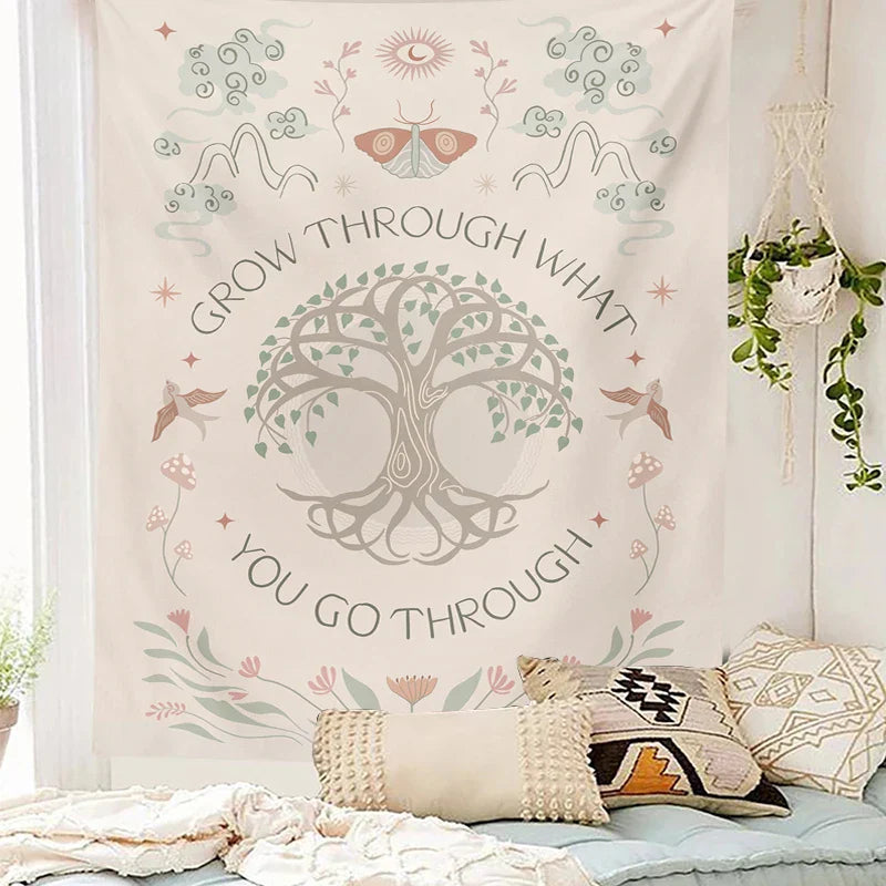 DecorBites™ Life Tree Sun Moon Tapestry Wall Hanging for Home Decor and Dorm Room