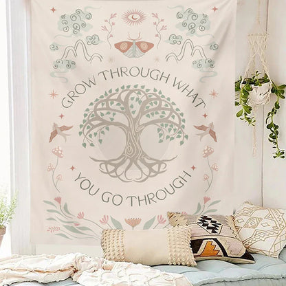 DecorBites™ Life Tree Sun Moon Tapestry Wall Hanging for Home Decor and Dorm Room