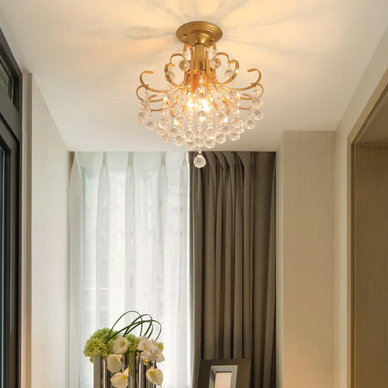 Gold Crystal Ceiling Chandelier 45x35cm Premium