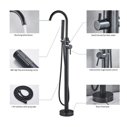 DecorBites™ Black Dual Handle Freestanding Bathtub Faucet Set Floor Standing Bath Mixer Tap